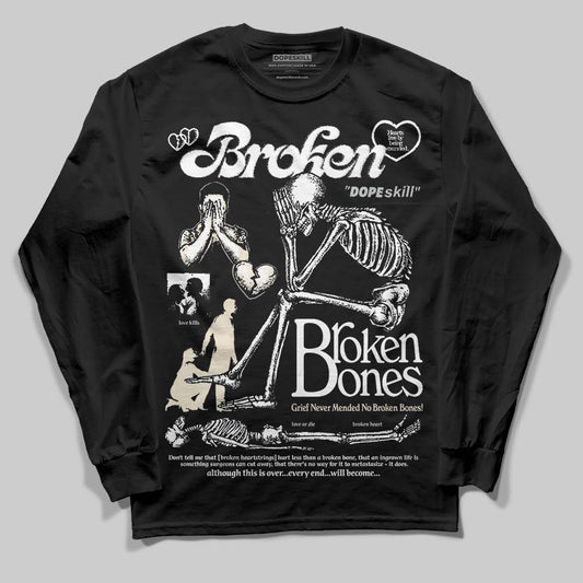 Jordan 5 Retro Reverse Metallic DopeSkill Long Sleeve T-Shirt Broken Bones Graphic Streetwear - Black