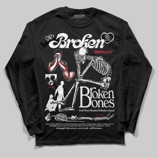 Jordan 14 Retro ‘Black Toe’ DopeSkill Long Sleeve T-Shirt Broken Bones Graphic Streetwear - Black