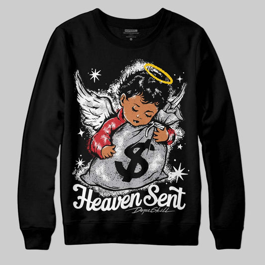 Jordan 4 OG “White Cement” DopeSkill Sweatshirt Heaven Sent Graphic Streetwear - Black