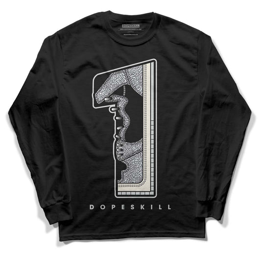 Jordan 1 Retro Low OG Black Cement DopeSkill Long Sleeve T-Shirt No.1 Graphic Streetwear - Black