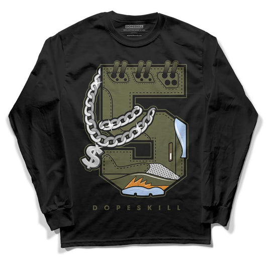 Jordan 5 "Olive" DopeSkill Long Sleeve T-Shirt No.5 Graphic Streetwear - Black