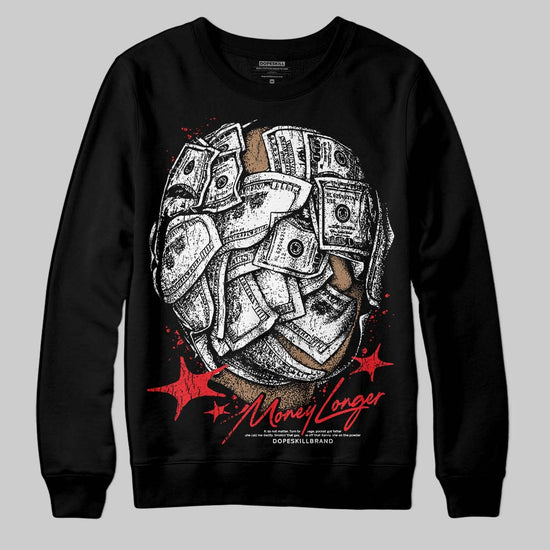 Red Sneakers DopeSkill Sweatshirt Money Longer Graphic Streetwear - Black