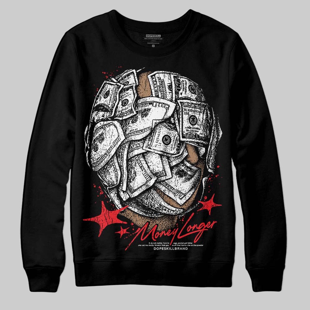 Red Sneakers DopeSkill Sweatshirt Money Longer Graphic Streetwear - Black