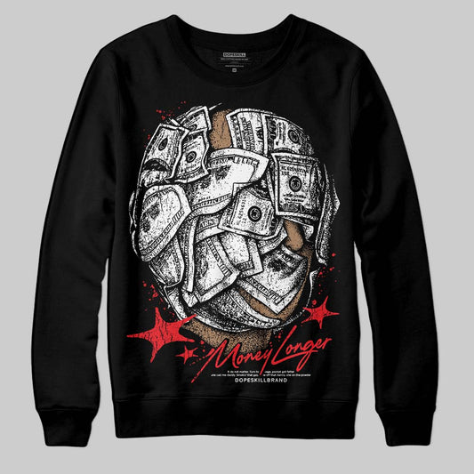 Red Sneakers DopeSkill Sweatshirt Money Longer Graphic Streetwear - Black