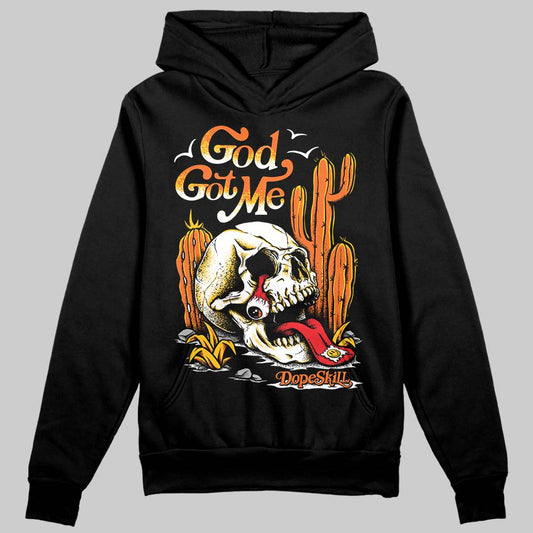 Orange, Black & White Sneakers DopeSkill Hoodie Sweatshirt God Got Me Graphic Streetwear - Black