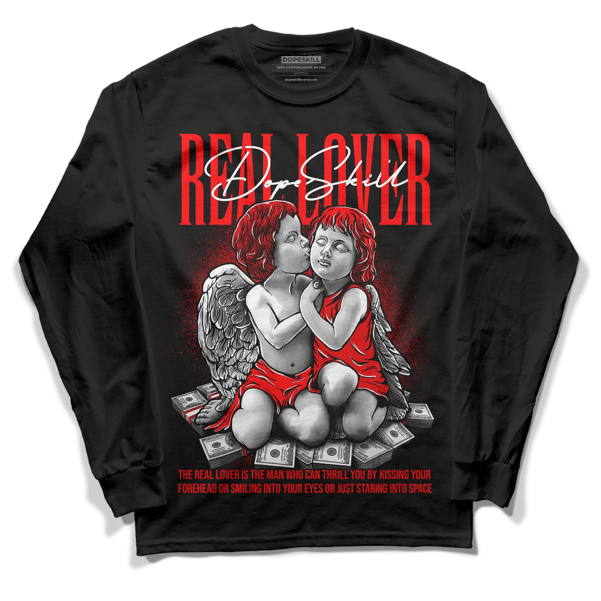 Jordan 1 Retro High OG "Satin Bred" DopeSkill Long Sleeve T-Shirt Real Lover Graphic Streetwear - Black