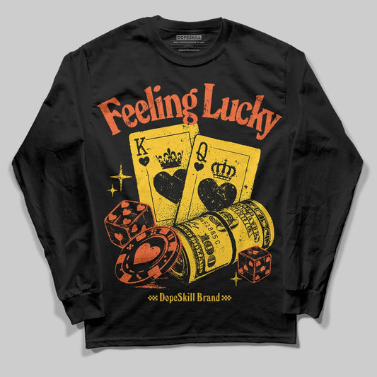 Yellow Sneakers DopeSkill Long Sleeve T-Shirt Feeling Lucky Graphic Streetwear - Black