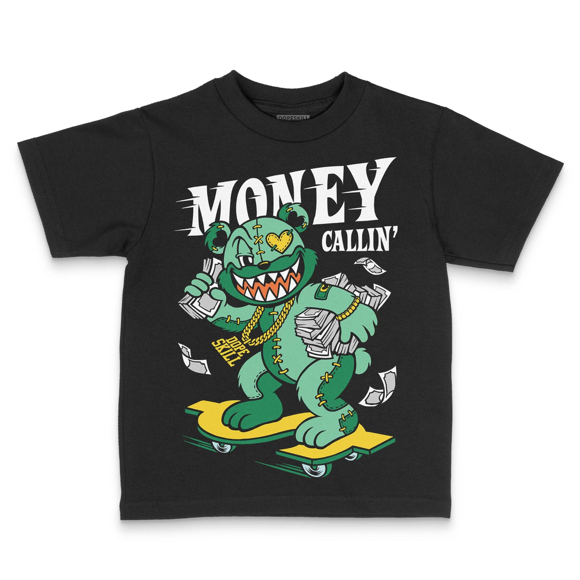 Green Sneakers DopeSkill Toddler Kids T-shirt Money Callin' Graphic Streetwear - Black