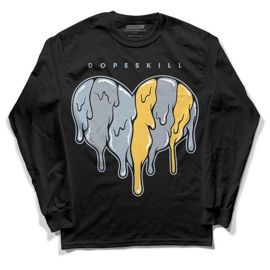 Jordan 13 “Blue Grey” DopeSkill Long Sleeve T-Shirt Slime Drip Heart Graphic Streetwear - Black