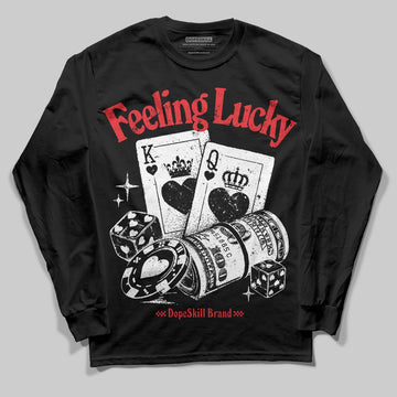 Black and White Sneakers DopeSkill Long Sleeve T-Shirt Feeling Lucky Graphic Streetwear - Black
