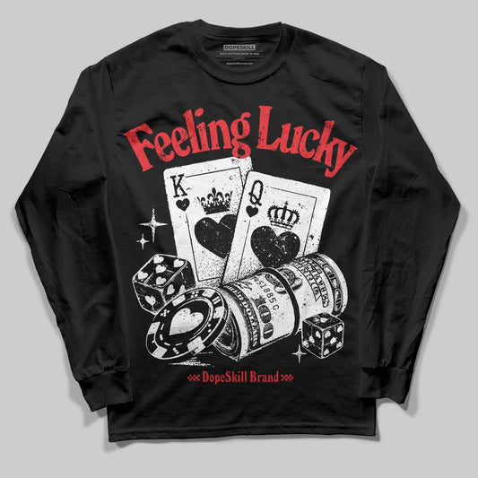 Black and White Sneakers DopeSkill Long Sleeve T-Shirt Feeling Lucky Graphic Streetwear - Black