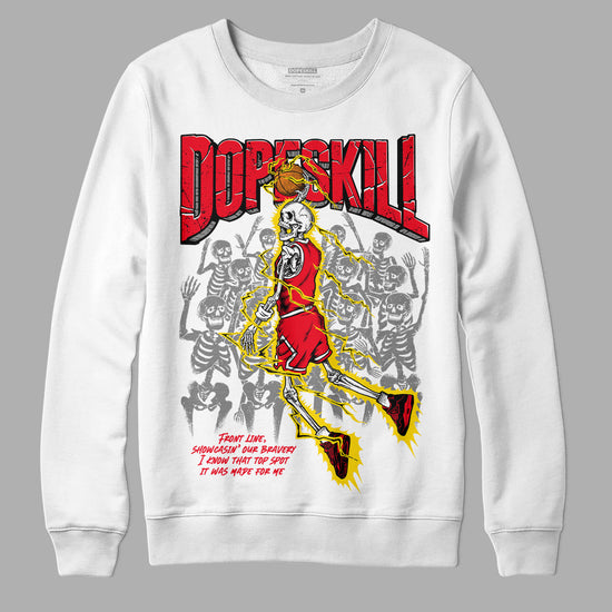 Jordan 4 Red Thunder DopeSkill Sweatshirt Thunder Dunk Graphic Streetwear - White 