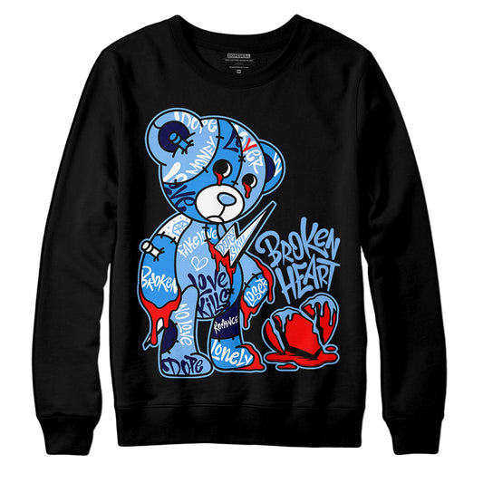 Jordan 9 Powder Blue DopeSkill Sweatshirt Broken Heart Graphic Streetwear - Black