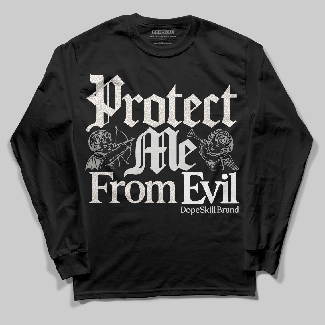 Jordan 3 Retro Pure Money DopeSkill Long Sleeve T-Shirt Protect Me From Evil Graphic Streetwear - Black