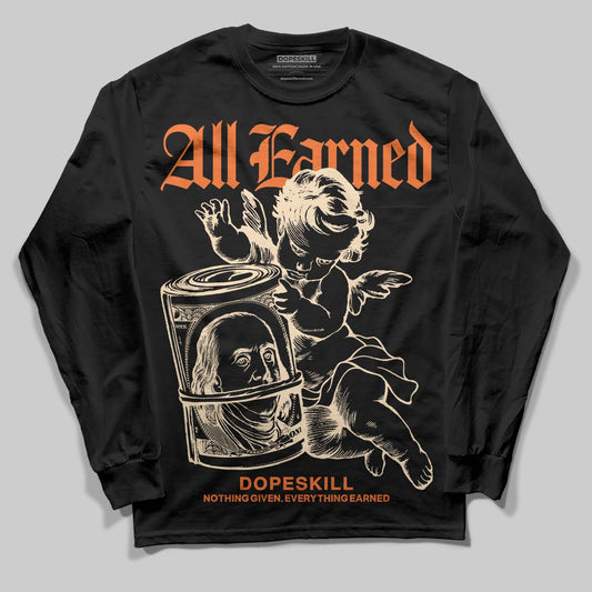 Orange, Black and White Sneakers DopeSkill Long Sleeve T-Shirt All Earned Graphic Streetwear - black