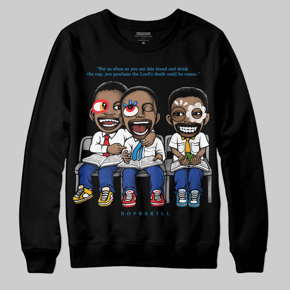 Royal Blue Sneakers DopeSkill Sweatshirt First Sunday Graphic Streetwear - Black