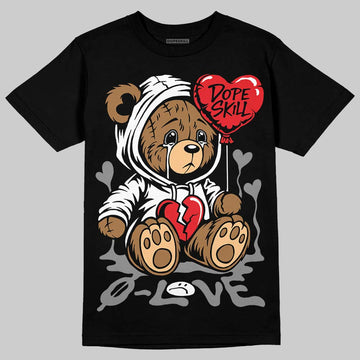 Rick Owens Leather Low Sneaker Black And Milk DopeSkill T-Shirt Broken Bear Graphic Streetwear - Black