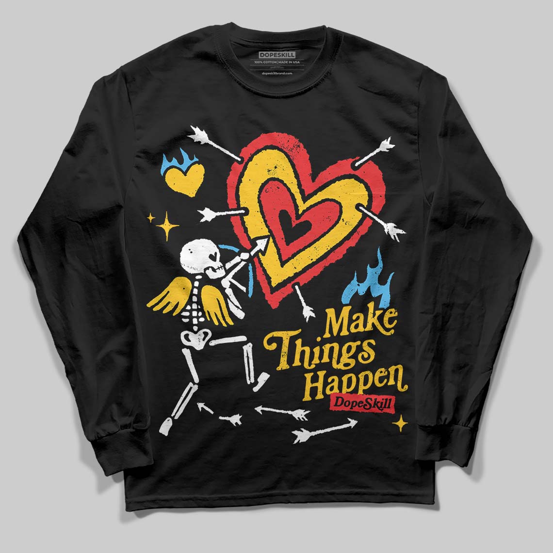 Yellow Sneakers DopeSkill Long Sleeve T-Shirt Make Things Happen Graphic Streetwear - Black