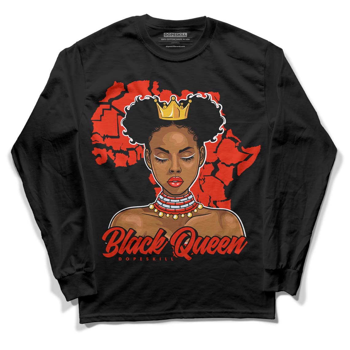 Jordan 6 Retro Toro Bravo DopeSkill Long Sleeve T-Shirt Black Queen Graphic Streetwear - Black