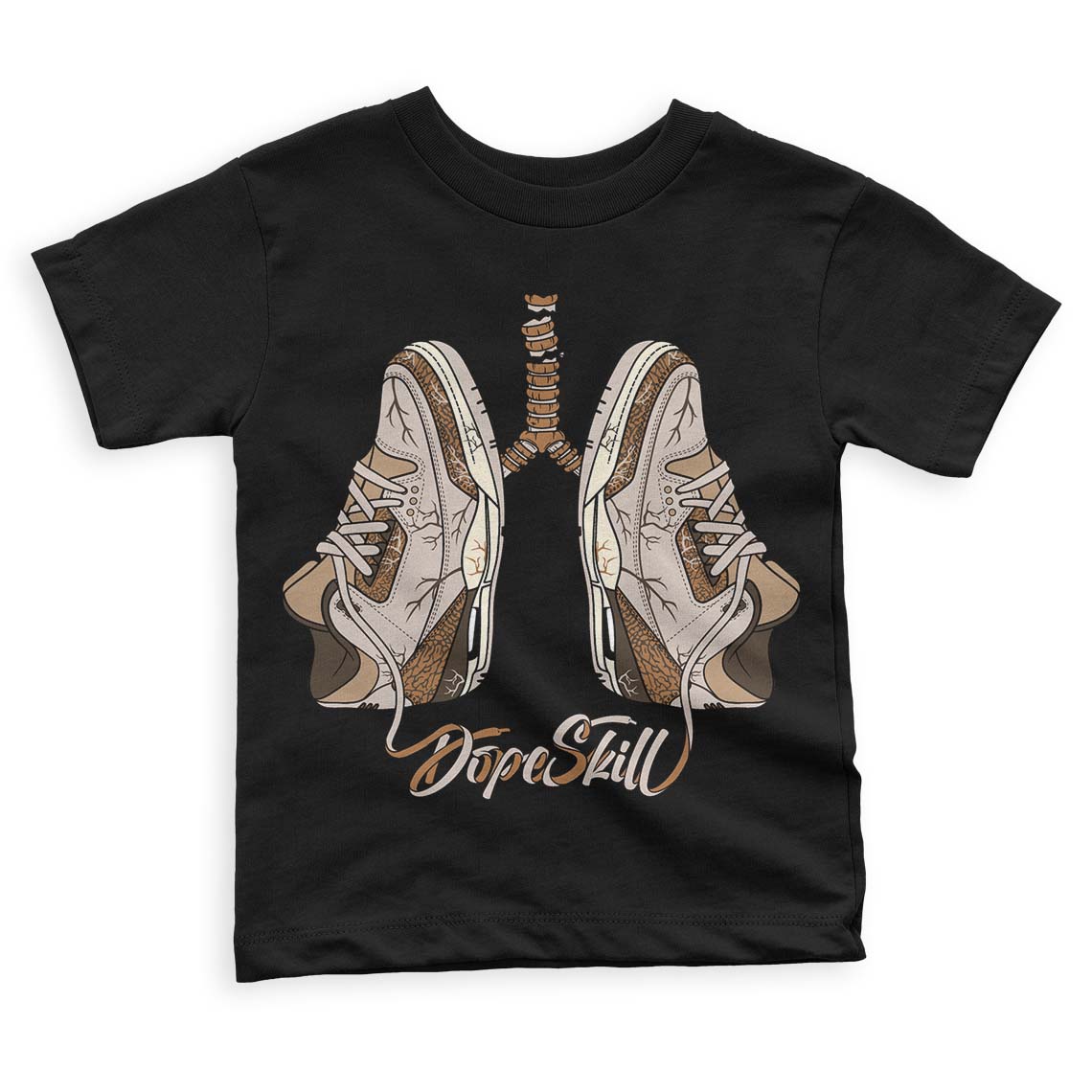 Jordan 3 Retro Palomino DopeSkill Toddler Kids T-shirt Breathe Graphic Streetwear - Black