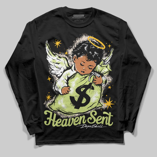 Jordan 5 “Luminous Green” DopeSkill Long Sleeve T-Shirt Heaven Sent Graphic Streetwear - Black