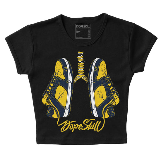 Dunk Low Vintage “Michigan” DopeSkill Women's Crop Top Breathe Graphic Streetwear - Black