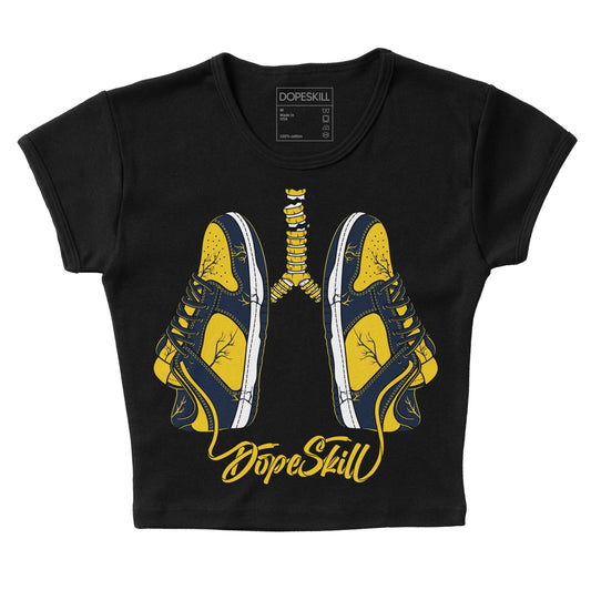 Dunk Low Vintage “Michigan” DopeSkill Women's Crop Top Breathe Graphic Streetwear - Black