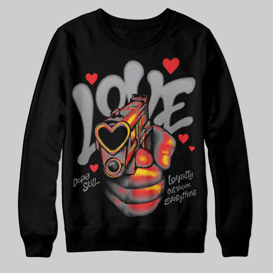 Grey Sneakers DopeSkill Sweatshirt Love Shot Graphic Streetwear - Black