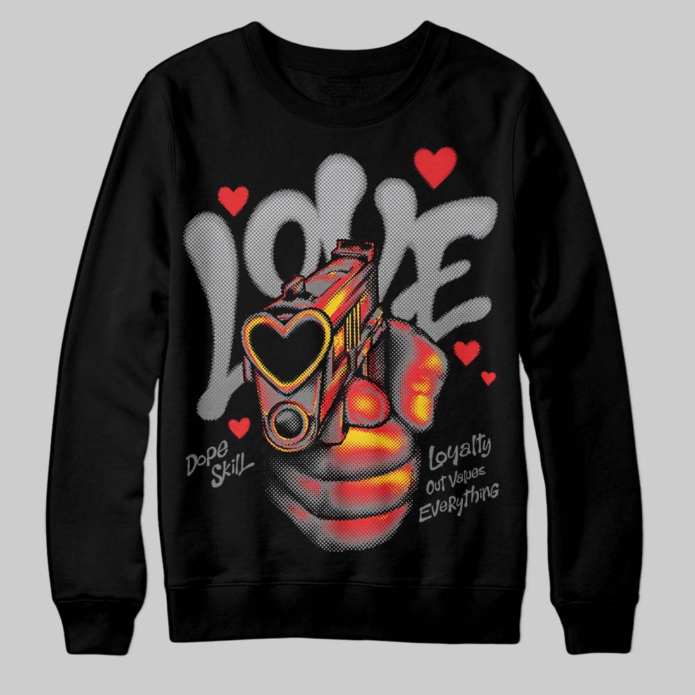 Grey Sneakers DopeSkill Sweatshirt Love Shot Graphic Streetwear - Black