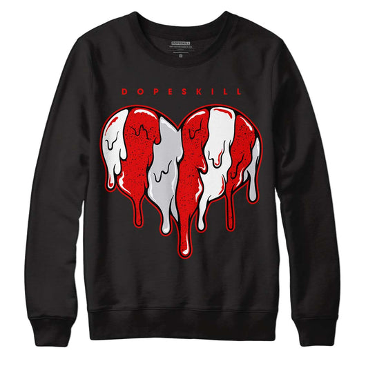 Jordan 4 Retro Red Cement DopeSkill Sweatshirt Slime Drip Heart Graphic Streetwear - Black