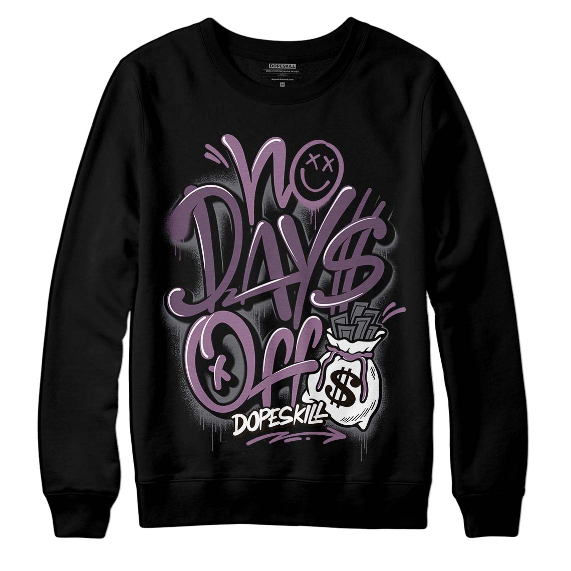 Jordan 2 “Mauve/Off-Noir” DopeSkill Sweatshirt No Days Off Graphic Streetwear - Black 