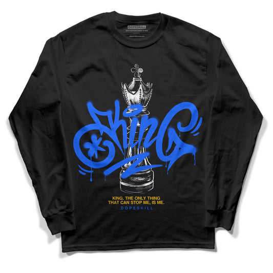 Royal Blue Sneakers DopeSkill Long Sleeve T-Shirt King Chess Graphic Streetwear - Black