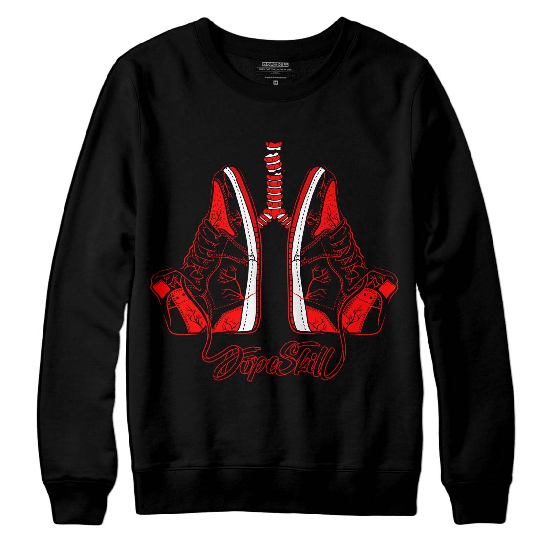 Jordan 1 Retro High OG "Satin Bred" DopeSkill Sweatshirt Breathe Graphic Streetwear - Black