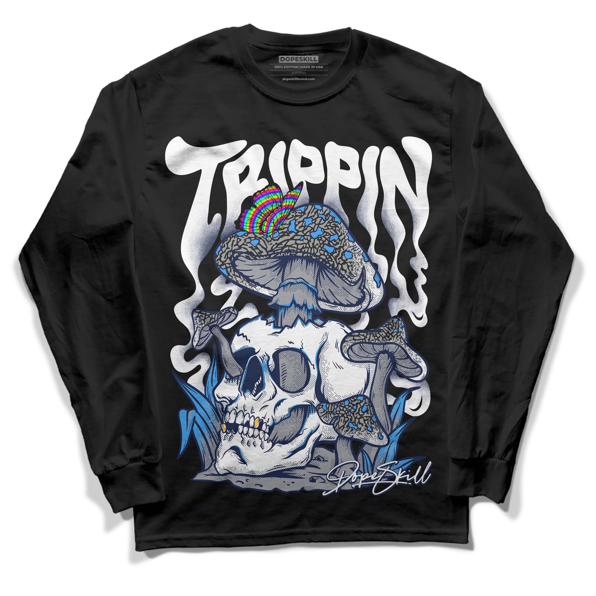 Jordan 3 "Midnight Navy" DopeSkill Long Sleeve T-Shirt Trippin Graphic Streetwear - Black