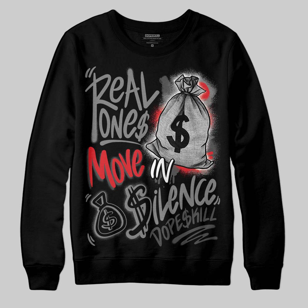 Jordan 10 Retro Shadow (2025) DopeSkill Sweatshirt Real Ones Move In Silence Graphic Streetwear - black