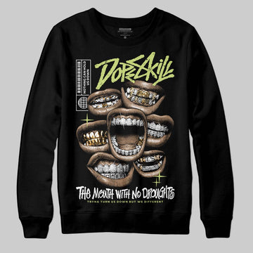 Jordan 5 “Luminous Green” DopeSkill Sweatshirt The Mouth With No Droughts Graphic Streetwear - Black