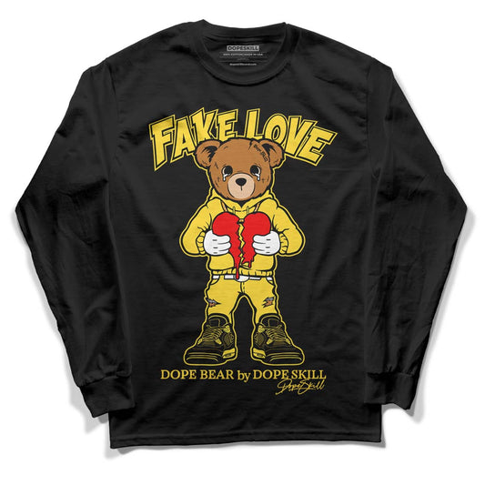 Jordan 4 Tour Yellow Thunder DopeSkill Long Sleeve T-Shirt Fake Love Graphic Streetwear - black