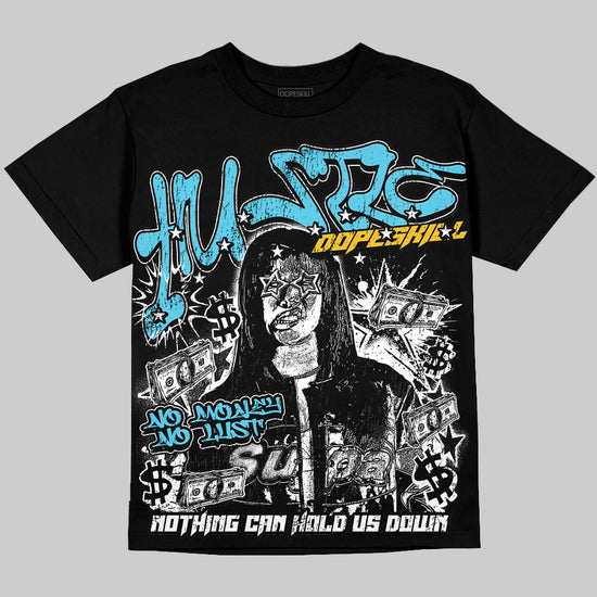 Jordan 11 Retro 'Gamma Blue' Oversize Print 'No Money No Lust' DopeSkill Graphic T-shirt Streetwear - black