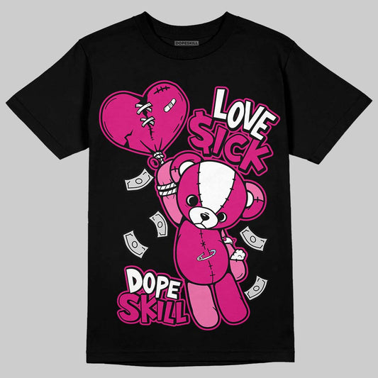 Rick Owens Pink Leather Low Sneakers DopeSkill T-Shirt Love Sick  Graphic Streetwear - Black