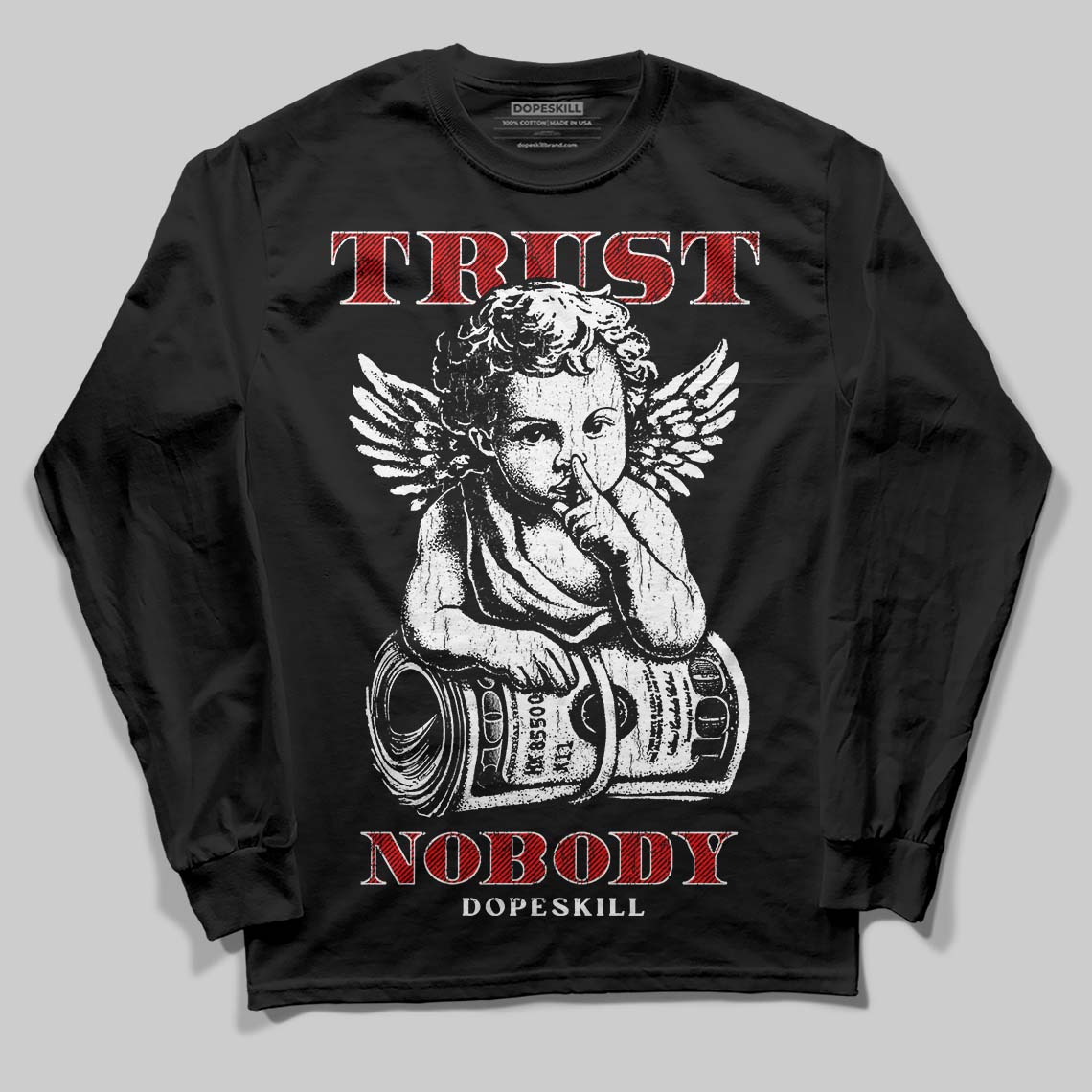Black and White Sneakers DopeSkill Long Sleeve T-Shirt Trust Nobody Graphic Streetwear - black