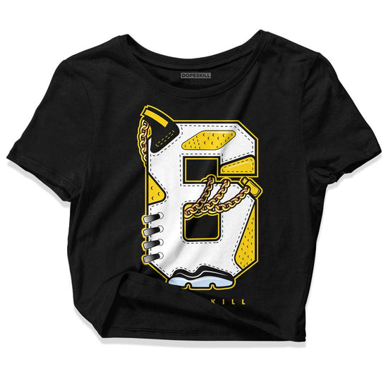 Jordan 6 “Yellow Ochre” DopeSkill Women's Crop Top No.6 Graphic Streetwear - Black