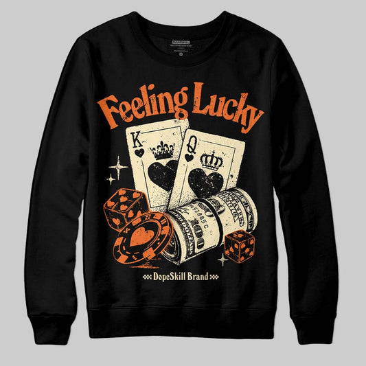 Orange, Black and White Sneakers DopeSkill Sweatshirt Feeling Lucky Graphic Streetwear - Black