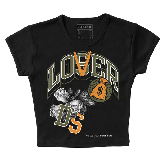 Jordan 5 "Olive" DopeSkill Women's Crop Top Loser Lover Graphic Streetwear - black