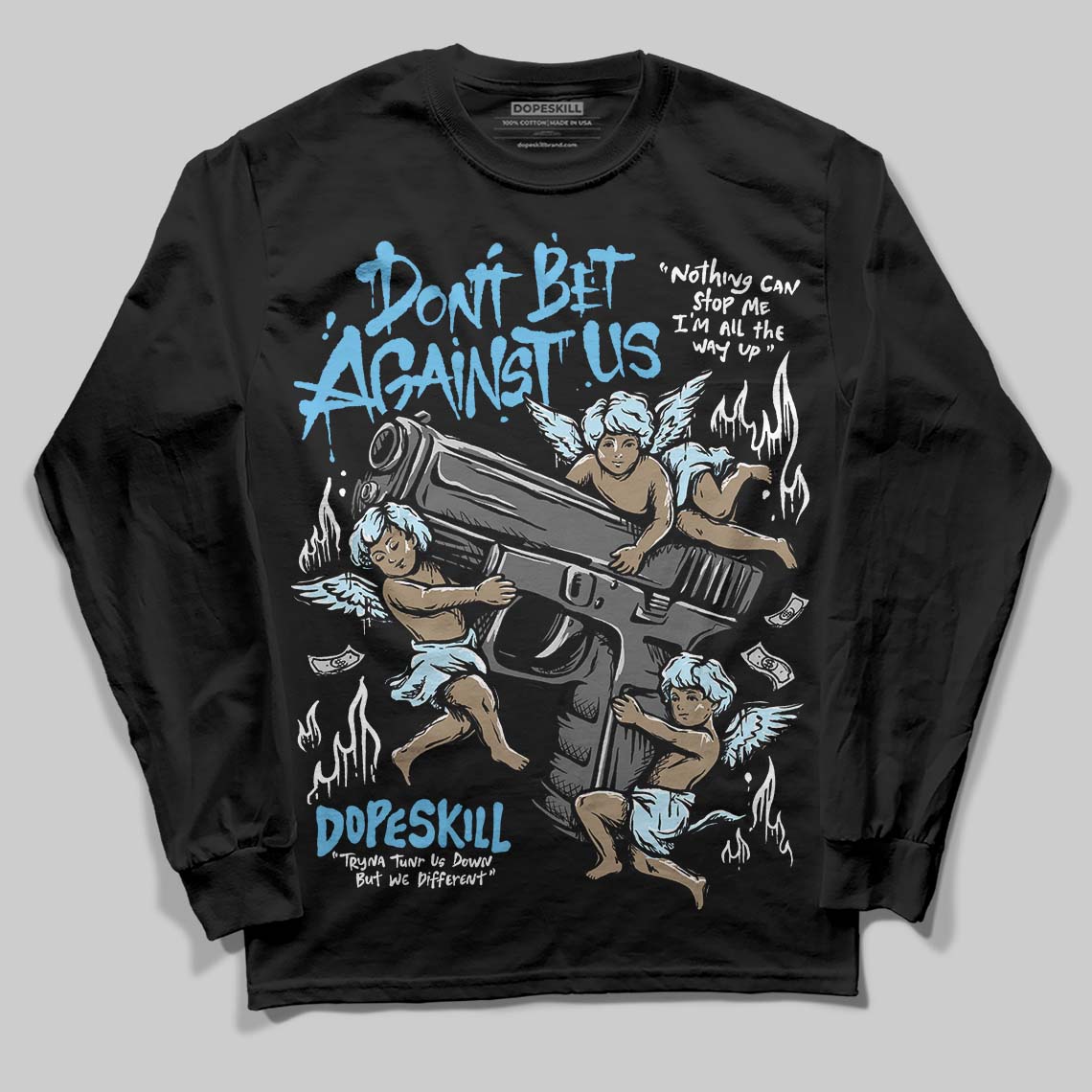 Jordan 11 Retro Legend Blue DopeSkill Long Sleeve T-Shirt Don't Bet Against Us Graphic Streetwear - Black