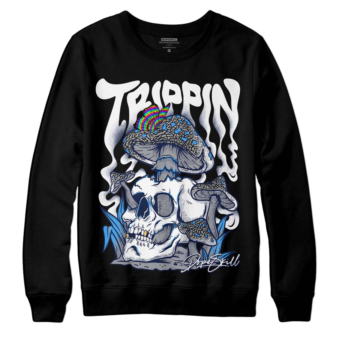 Jordan 3 "Midnight Navy" DopeSkill Sweatshirt Trippin Graphic Streetwear - Black 