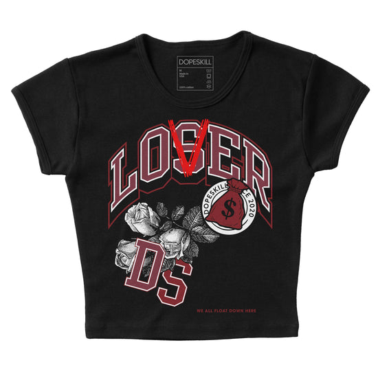 Jordan 1 Retro High OG “Team Red” DopeSkill Women's Crop Top Loser Lover Graphic Streetwear - Black