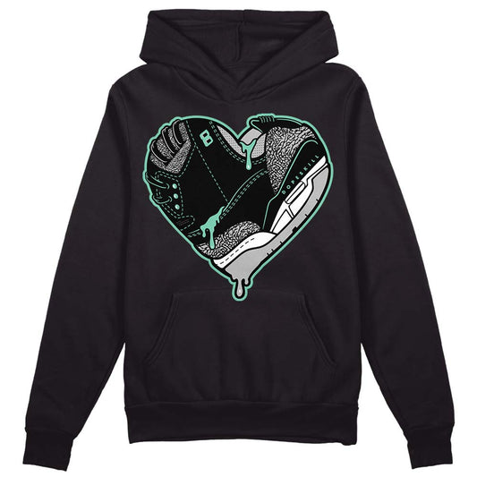 Jordan 3 "Green Glow" DopeSkill Hoodie Sweatshirt Heart Jordan 3 Graphic Streetwear - Black