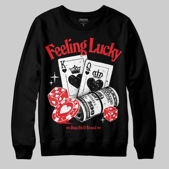 Jordan 11 Retro Cherry DopeSkill Sweatshirt Feeling Lucky Graphic Streetwear - Black