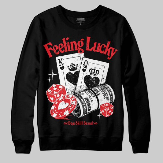 Jordan 11 Retro Cherry DopeSkill Sweatshirt Feeling Lucky Graphic Streetwear - Black