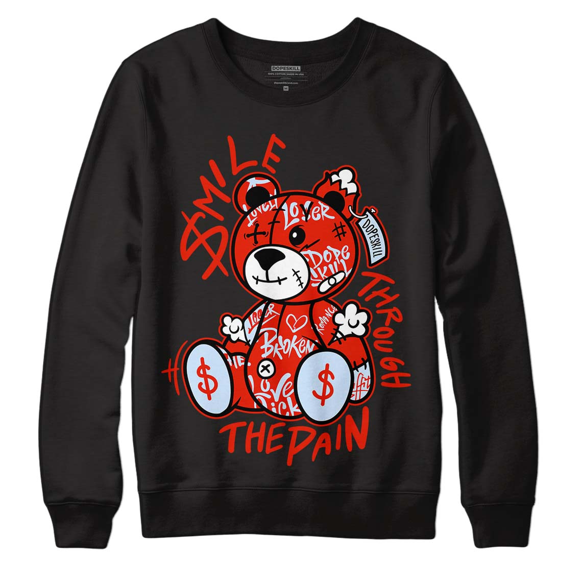 Jordan 6 Retro Toro Bravo DopeSkill Sweatshirt Smile Through The Pain Graphic Streetwear - Black